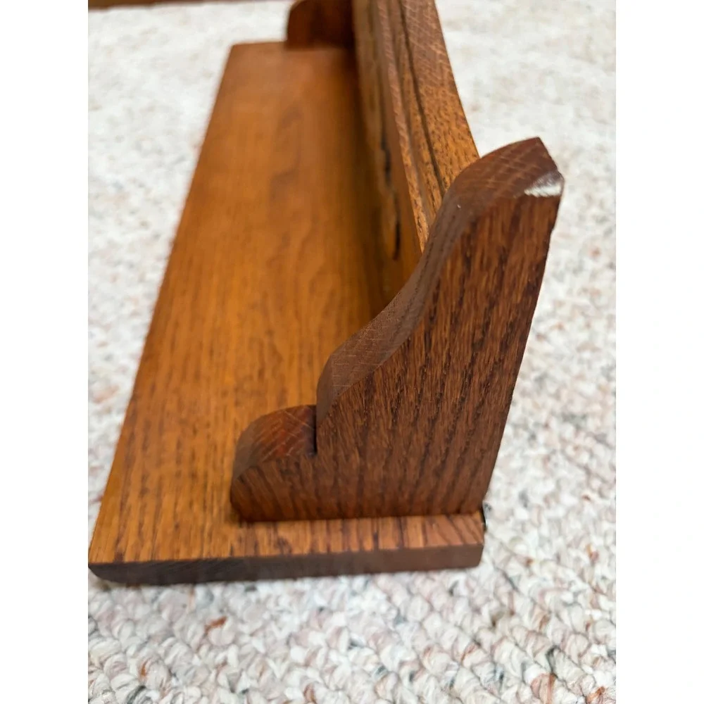 Vintage Carved Oak Wood Floating Wall Shelf Decorative Scrollwork 17.5 Inch